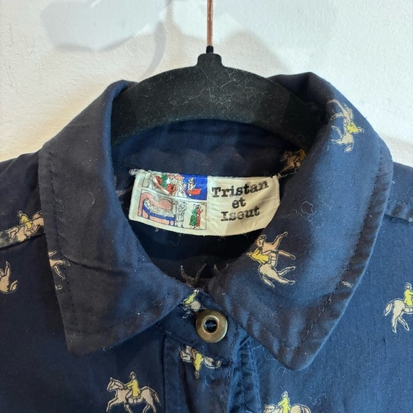 TRISTAN & ISEUT Sz L Vintage Drop  Waist Balloon Sleeves Horse Button Down Dress - Picture 4 of 13